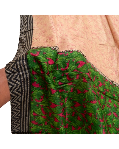 Sanskriti Vintage Dupatta Long Stole Woolen Ivory Wrap Hijab Woven Woolen Shawl DC-48690-Ivory-Printed-Woolen-5