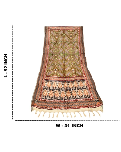 Sanskriti Vintage Dupatta Long Stole Woolen Wrap Hijab Printed Floral Scarves DC-48781-Multi Color-Printed Work-Woolen-1