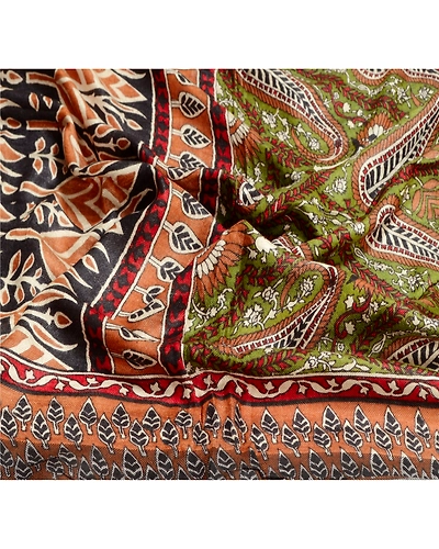 Sanskriti Vintage Dupatta Long Stole Woolen Wrap Hijab Printed Floral Scarves DC-48781-Multi Color-Printed Work-Woolen-6