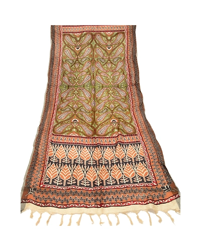 Sanskriti Vintage Dupatta Long Stole Woolen Wrap Hijab Printed Floral Scarves DC-48781-Multi Color-Printed Work-Woolen-7