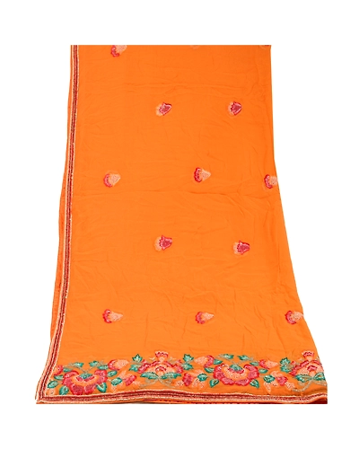 Sanskriti Vintage Dupatta Long Stole Pure Georgette Silk Orange Hand Beaded Veil DC-49677-Orange-Hand Beaded-Pure Georgette-8