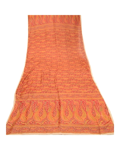 Sanskriti Vintage Dupatta Long Stole Pure Silk Dark Red Hijab Printed Scarves DC-50720-Dark Red-Printed Work-Pure Silk-7