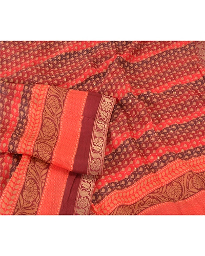 Sanskriti Vintage Dupatta Long Stole Pure Silk Hijab Printed &amp; Woven Scarves dc-50963-Multi-Printed Work-Pure Silk-3