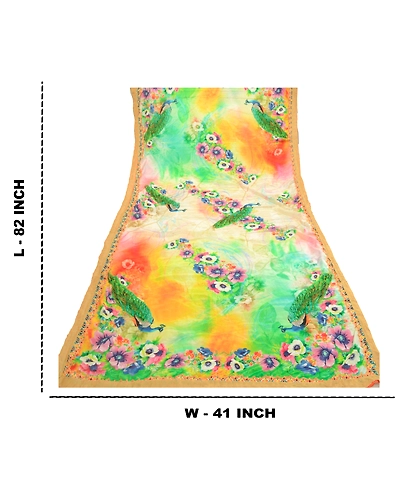 Sanskriti Vintage Dupatta Long Stole Art Silk Digital Printed Peacock Scarves DC-51144-Multi Color-Digital Printed Work-Art (Artificial) Silk-1