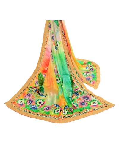Sanskriti Vintage Dupatta Long Stole Art Silk Digital Printed Peacock Scarves DC-51144-Multi Color-Digital Printed Work-Art (Artificial) Silk-2