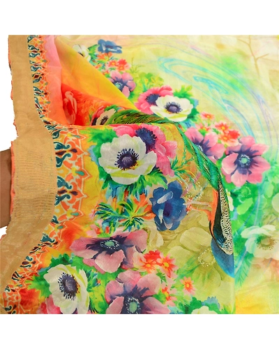 Sanskriti Vintage Dupatta Long Stole Art Silk Digital Printed Peacock Scarves DC-51144-Multi Color-Digital Printed Work-Art (Artificial) Silk-5