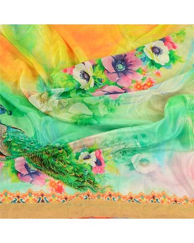 Sanskriti Vintage Dupatta Long Stole Art Silk Digital Printed Peacock Scarves DC-51144-Multi Color-Digital Printed Work-Art (Artificial) Silk-6