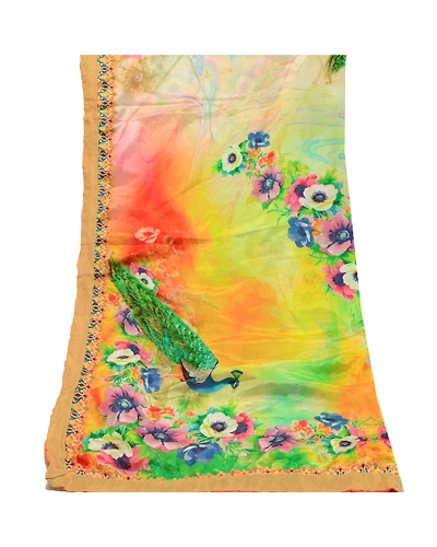 Sanskriti Vintage Dupatta Long Stole Art Silk Digital Printed Peacock Scarves DC-51144-Multi Color-Digital Printed Work-Art (Artificial) Silk-8
