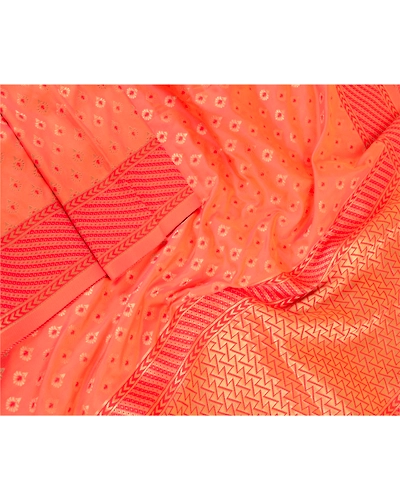 Sanskriti Vintage Dupatta Long Stole Art Silk Peach Woven Brocade Zari Scarves DC-51232-Peach-Zari Work-Art (Artificial) Silk-3