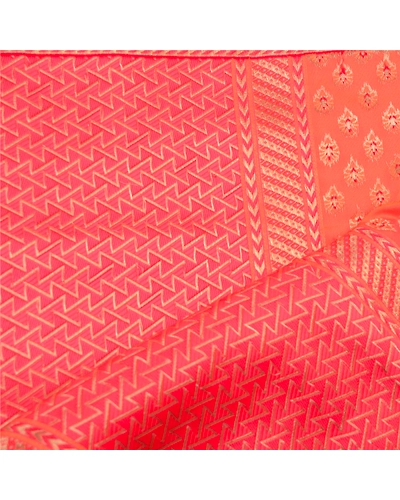 Sanskriti Vintage Dupatta Long Stole Art Silk Peach Woven Brocade Zari Scarves DC-51232-Peach-Zari Work-Art (Artificial) Silk-4