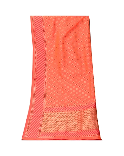 Sanskriti Vintage Dupatta Long Stole Art Silk Peach Woven Brocade Zari Scarves DC-51232-Peach-Zari Work-Art (Artificial) Silk-8