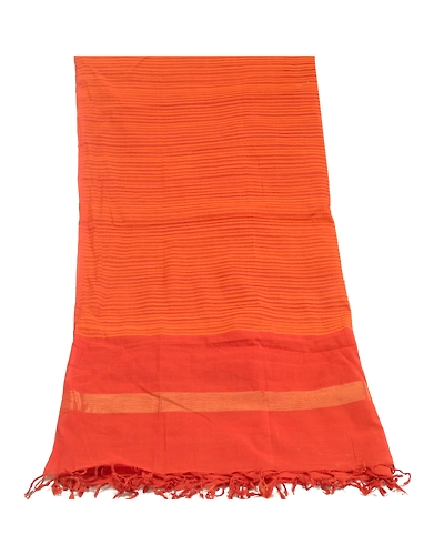 Sanskriti Vintage Dupatta Long Stole Pure Cotton Hijab Orange Woven Scarves DC-51376-Orange-Woven Work-Pure Cotton-8