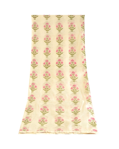 Sanskriti Vintage Dupatta Long Stole Cotton Silk Ivory Hand-Block Printed Hijab DC-51616-Ivory-Hand-Block Printed Work-Cotton Silk-8