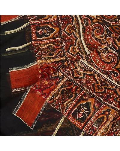 Sanskriti Vintage Dupatta Long Stole Georgette Black Printed Wrap Scarves DC-51617-Black &amp; Brown-Printed Work-Georgette-4