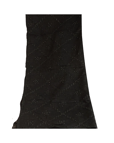 Sanskriti Vintage Dupatta Long Stole Cotton Handmade Applique &amp; Mukesh Work DC-51632-Black-Applique Work-Cotton-8
