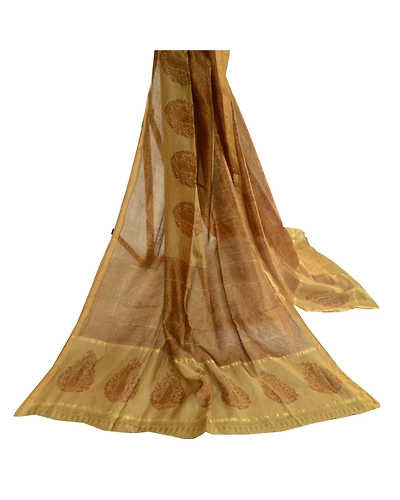 Sanskriti Vintage Dupatta Long Stole Cotton Silk Green Block Printed Scarves DC-51653-Green-Block Printed Work-Cotton Silk-2