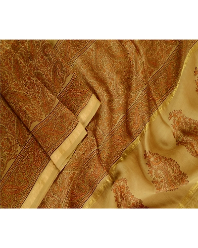 Sanskriti Vintage Dupatta Long Stole Cotton Silk Green Block Printed Scarves DC-51653-Green-Block Printed Work-Cotton Silk-3
