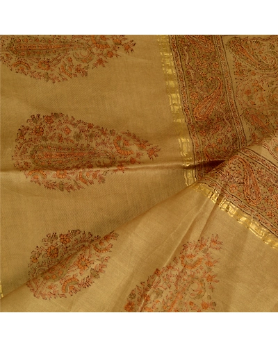 Sanskriti Vintage Dupatta Long Stole Cotton Silk Green Block Printed Scarves DC-51653-Green-Block Printed Work-Cotton Silk-4
