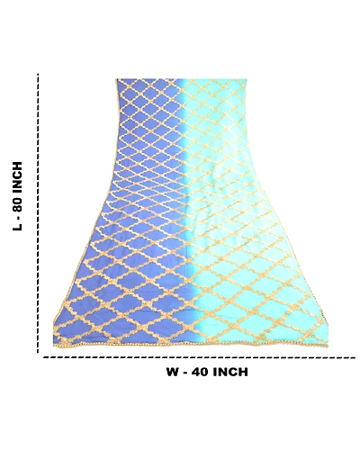 Sanskriti Vintage Dupatta Long Stole Blend Silk Blue Embroidered Gota Work Hijab DC-51659-Blue-Gota Work-Blend Silk-1
