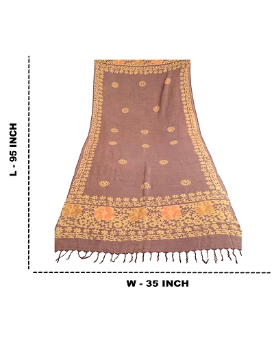 Sanskriti Vintage Dupatta Long Stole Pure Cotton Purple Batik Work Wrap Shawl DC-51679-Purple-Batik Work-Pure Cotton-1