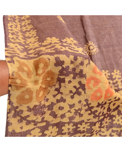 Sanskriti Vintage Dupatta Long Stole Pure Cotton Purple Batik Work Wrap Shawl DC-51679-Purple-Batik Work-Pure Cotton-5