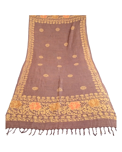 Sanskriti Vintage Dupatta Long Stole Pure Cotton Purple Batik Work Wrap Shawl DC-51679-Purple-Batik Work-Pure Cotton-7