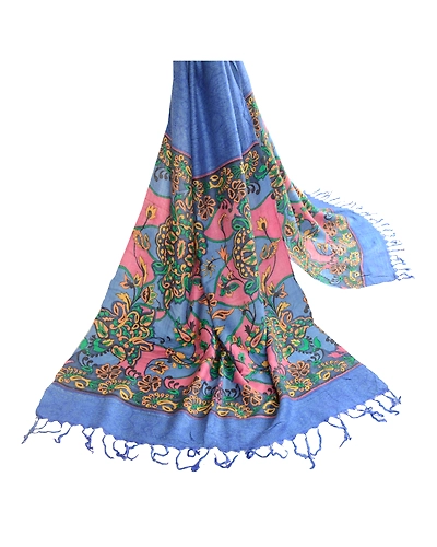 Sanskriti Vintage Dupatta Long Stole Woolen Blue Shawl Printed Scarves DC-51682-Blue-Printed Work-Woolen-2