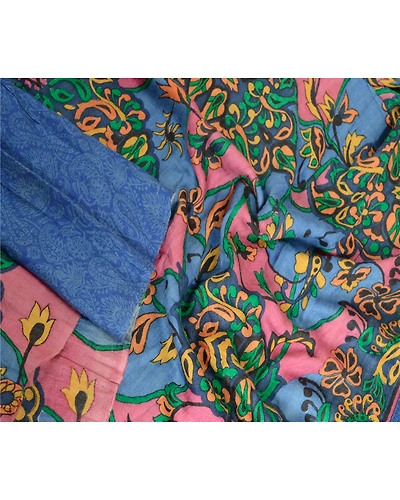 Sanskriti Vintage Dupatta Long Stole Woolen Blue Shawl Printed Scarves DC-51682-Blue-Printed Work-Woolen-3