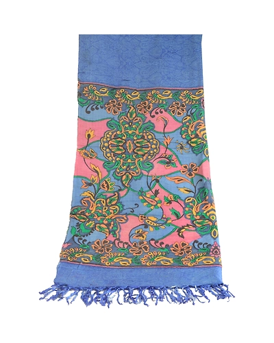 Sanskriti Vintage Dupatta Long Stole Woolen Blue Shawl Printed Scarves DC-51682-Blue-Printed Work-Woolen-8