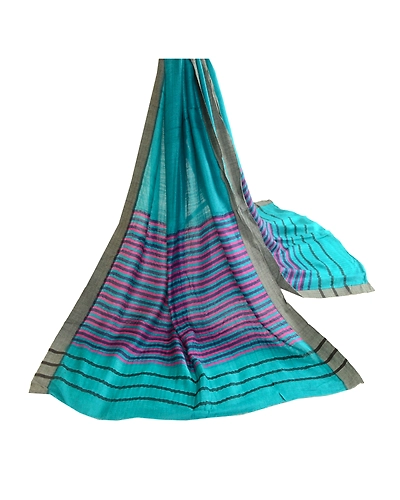 Sanskriti Vintage Dupatta Long Stole Pure Woolen Green Printed Scarves DC-51684-Green-Printed Work-Pure Woolen-2