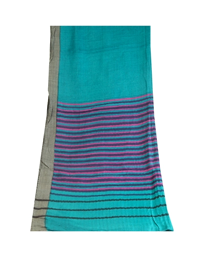 Sanskriti Vintage Dupatta Long Stole Pure Woolen Green Printed Scarves DC-51684-Green-Printed Work-Pure Woolen-8