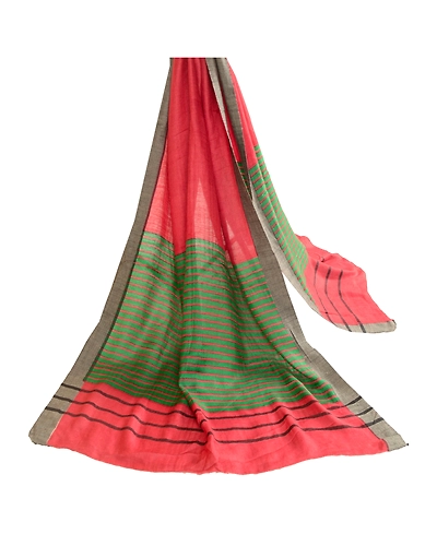 Sanskriti Vintage Dupatta Long Stole Pure Woolen Red Shawl Printed Scarves DC-51685-Red &amp; Green-Printed Work-Pure Woolen-2