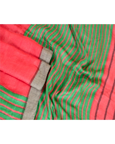 Sanskriti Vintage Dupatta Long Stole Pure Woolen Red Shawl Printed Scarves DC-51685-Red &amp; Green-Printed Work-Pure Woolen-3
