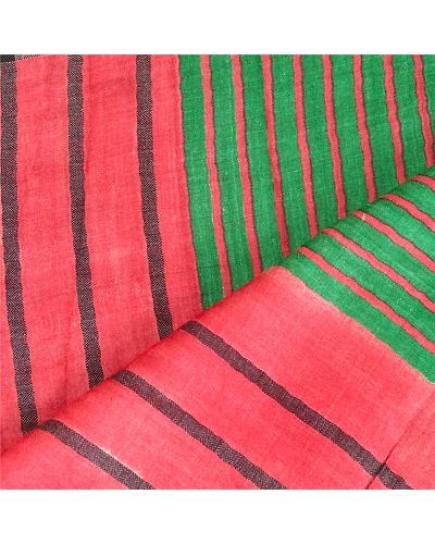 Sanskriti Vintage Dupatta Long Stole Pure Woolen Red Shawl Printed Scarves DC-51685-Red &amp; Green-Printed Work-Pure Woolen-4