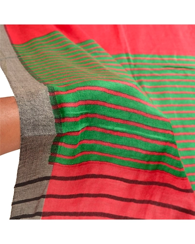 Sanskriti Vintage Dupatta Long Stole Pure Woolen Red Shawl Printed Scarves DC-51685-Red &amp; Green-Printed Work-Pure Woolen-5
