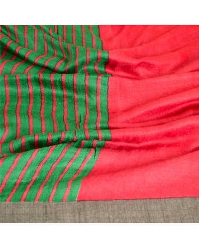 Sanskriti Vintage Dupatta Long Stole Pure Woolen Red Shawl Printed Scarves DC-51685-Red &amp; Green-Printed Work-Pure Woolen-6