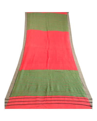 Sanskriti Vintage Dupatta Long Stole Pure Woolen Red Shawl Printed Scarves DC-51685-Red &amp; Green-Printed Work-Pure Woolen-7
