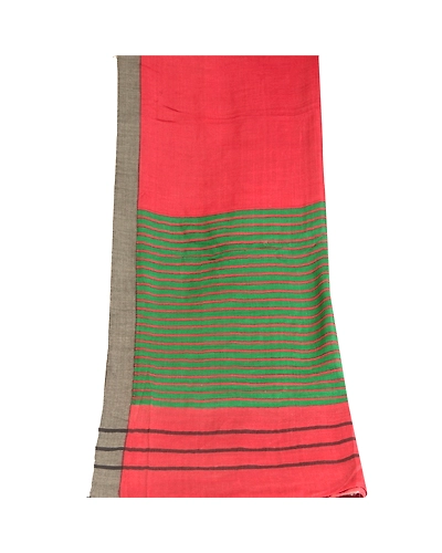 Sanskriti Vintage Dupatta Long Stole Pure Woolen Red Shawl Printed Scarves DC-51685-Red &amp; Green-Printed Work-Pure Woolen-8