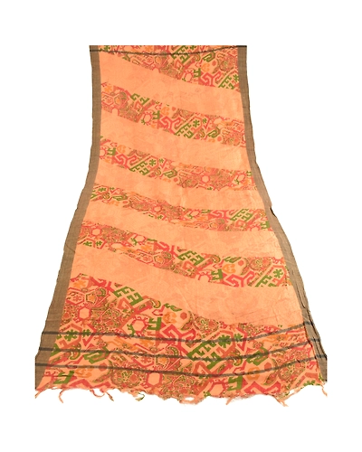 Sanskriti Vintage Dupatta Long Stole Pure Woolen Peach Printed Scarves dc-51690-Peach-Printed Work-Pure Woolen-7