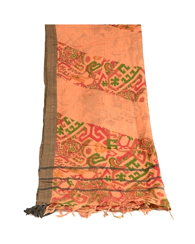 Sanskriti Vintage Dupatta Long Stole Pure Woolen Peach Printed Scarves dc-51690-Peach-Printed Work-Pure Woolen-8