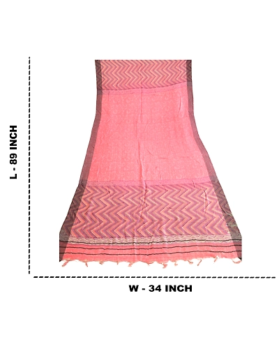 Sanskriti Vintage Dupatta Long Stole Pure Woolen Pink Shawl Printed Scarves DC-51695-Pink-Printed Work-Pure Woolen-1