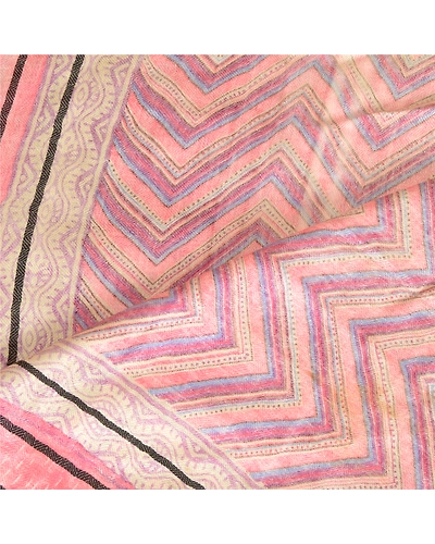 Sanskriti Vintage Dupatta Long Stole Pure Woolen Pink Shawl Printed Scarves DC-51695-Pink-Printed Work-Pure Woolen-4