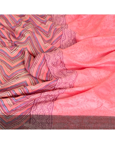 Sanskriti Vintage Dupatta Long Stole Pure Woolen Pink Shawl Printed Scarves DC-51695-Pink-Printed Work-Pure Woolen-6