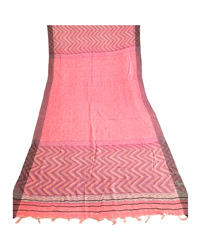 Sanskriti Vintage Dupatta Long Stole Pure Woolen Pink Shawl Printed Scarves DC-51695-Pink-Printed Work-Pure Woolen-7