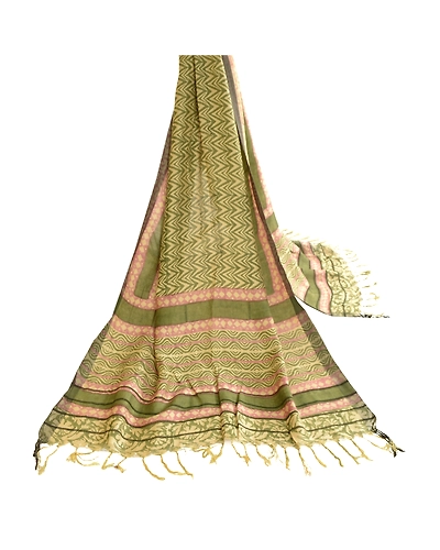 Sanskriti Vintage Dupatta Long Stole Woolen Green Shawl Printed Hijab DC-51696-Green-Printed Work-Woolen-2