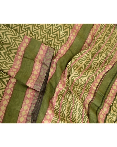 Sanskriti Vintage Dupatta Long Stole Woolen Green Shawl Printed Hijab DC-51696-Green-Printed Work-Woolen-3