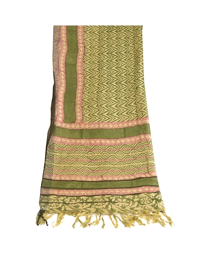 Sanskriti Vintage Dupatta Long Stole Woolen Green Shawl Printed Hijab DC-51696-Green-Printed Work-Woolen-8