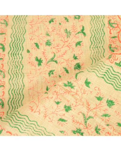 Sanskriti Vintage Dupatta Long Stole Pure Cotton Ivory Hand Block-Printed Scarves DC-51718-Ivory-Hand Block- Printed Work-Pure Cotton-4