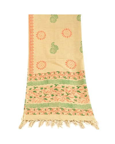 Sanskriti Vintage Dupatta Long Stole Pure Cotton Ivory Hand Block-Printed Scarves DC-51718-Ivory-Hand Block- Printed Work-Pure Cotton-8