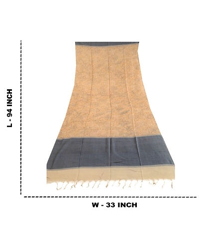 Sanskriti Vintage Dupatta Long Stole Pure Silk Beige Hijab Printed Soft Scarves DC-51723-Beige &amp; Blue-Printed Work-Pure Silk-1